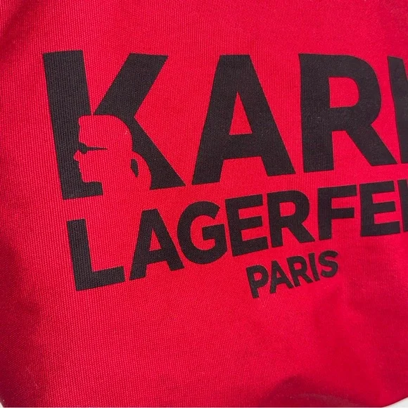 KARL LAGERFELD PARIS Kristen Tote Bag in Red canvas and saffiano leather - Picture 3 of 13